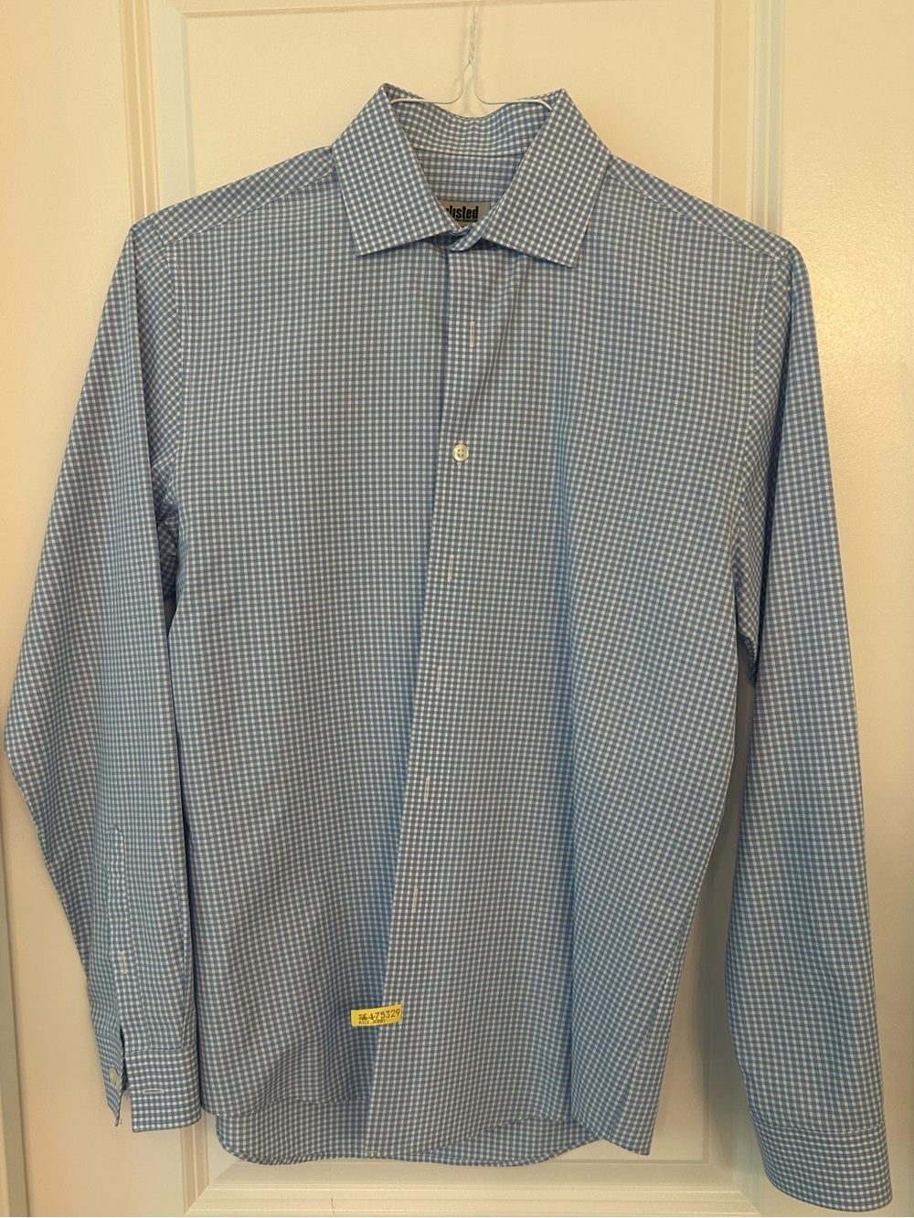 Unlisted Kenneth Cole Slim Fit Blue Gingham Dress Shirt Size S 14-14.5 32/33